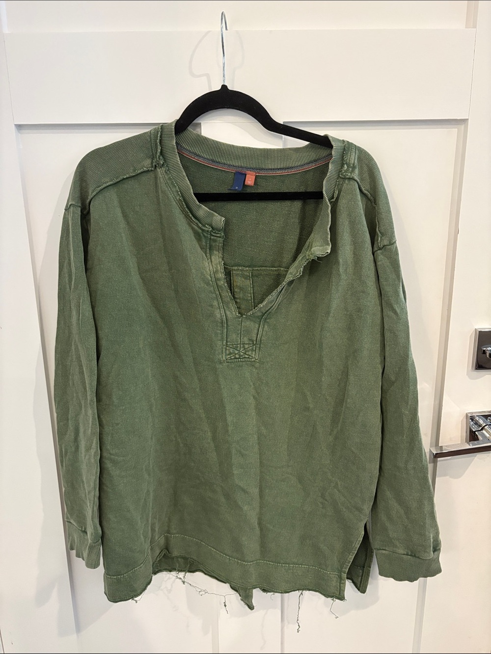 Pilcro Olive Green Long-Sleeve Henley Sweat